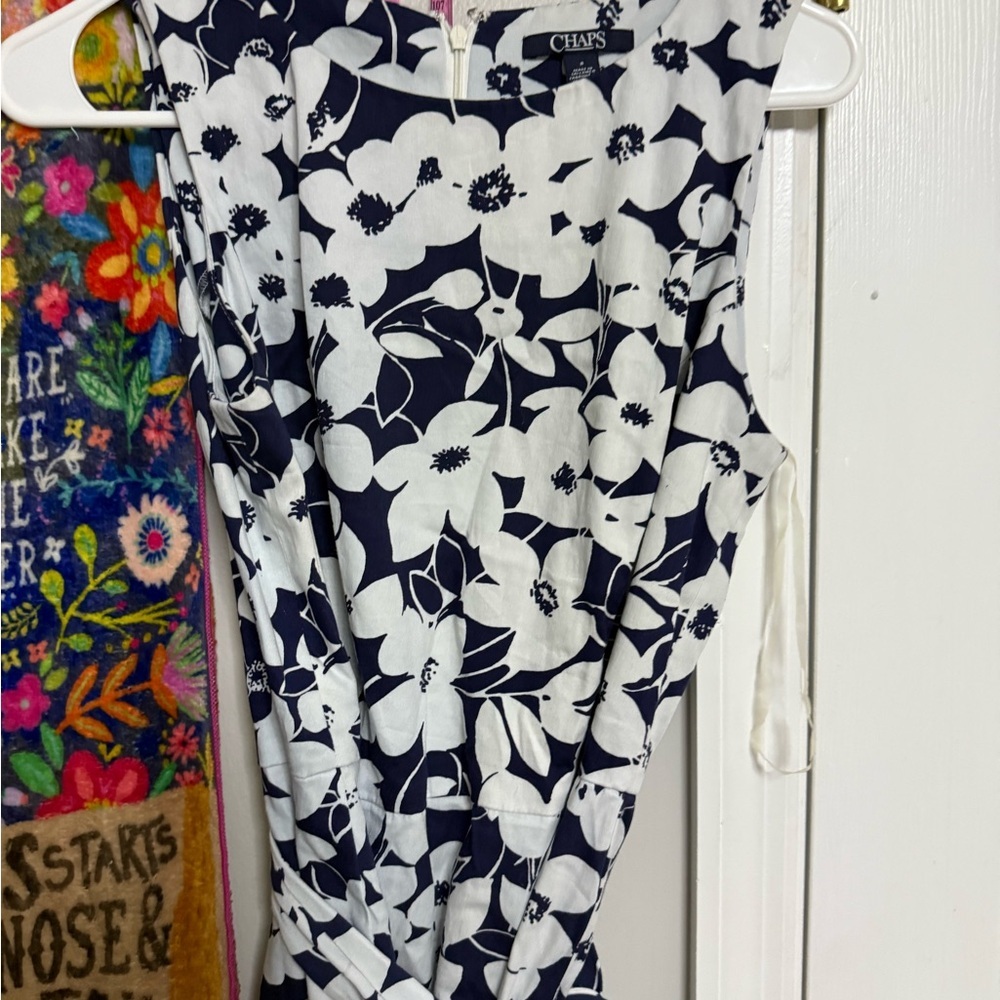 Chaps Navy and White Floral Dress - Picture 2 of 4